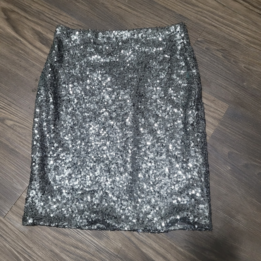 ANGL Glittering Silver Mini Skirt Size S Gray Y2k